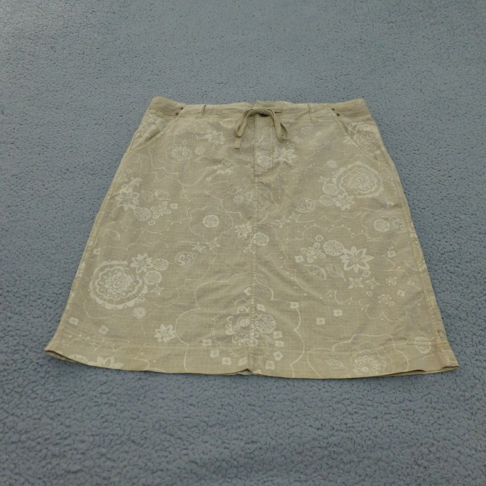 Fresh Produce A-Line Skirt Womens XL Tan Floral Paisley Drawstring Pockets
